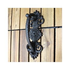 ZONADAH 22cm Cast Iron Door Handle Heavy Duty Vintage Style with Lion Decor Barn Door Wooden Door Pull Handle Passage Home Hallway Closet Garden Gate Shed Cabinet Door Grab Handle Indoor Outdoor