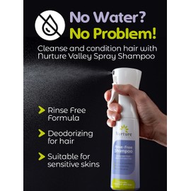 Nurture Valley No Water Nourishing Shampoo Spray - Waterless 12 Oz Continuous Spray Bottle + 16 oz Refill, Leaves Hair Fresh, Clean and Odor-Free