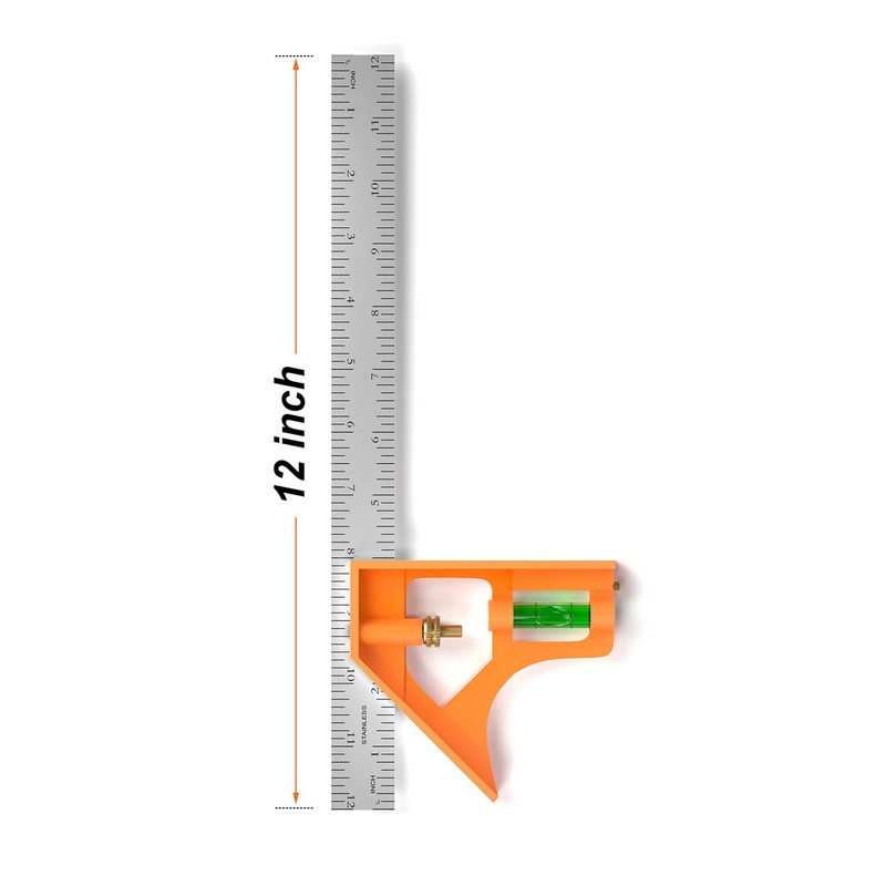 Escuadra de Combinación,Acero Inoxidable,12 Pulgadas y 30cm,Ajustable Escuadra Combinada,Escuadras para