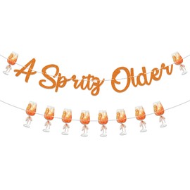 A Spritz Older Banner & Aperol Spritz Garland, Spritz Themed Birthday Banner, Summer Bday Decorations, Aperol Cocktail Birthday Party Decorations Orange Glitter