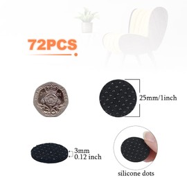 Non Slip Furniture Pads,72pcs 25mm Anti Slip Sticky Pads for Chair Sofa Feet Pads Idea for Tiled,Wooden,Laminate Floor Protectors(Black)