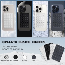 4 Piezas Ventosas para Celular, Soporte Teléfono con Ventosa Compatible con iPhone y Android, Soporte para Teléfono Ducha.