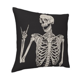 VARUN Throw Pillow Covers Funny Human Skeleton Square Pillowcases for Home Decor Sofa Car Bedroom Simple Black Background Art Painting Pillow case 18x18inch