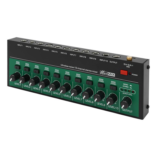 10 Channel Mini Audio Mixer, Ultra Compact Audio Mixer, Independent