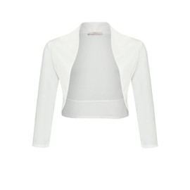 DANAEST Women's Bolero Festive Cardigan Elegant Shoulder Jacket 3/4 Sleeve Short Top (708), White