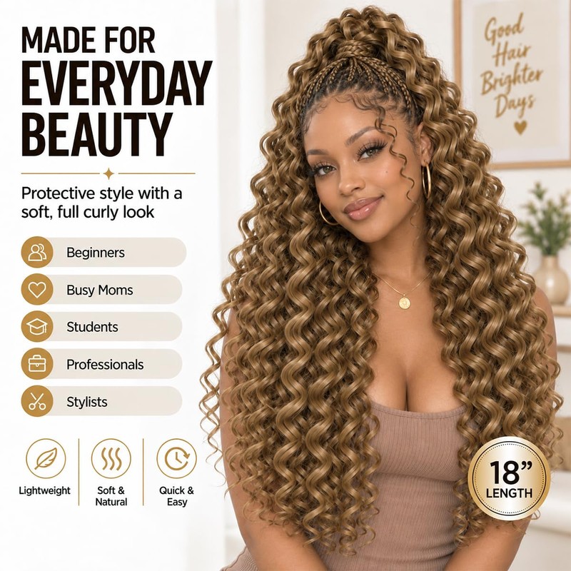 Pre Looped GoGo Curl Crochet Hair for Women 18" 8Packs