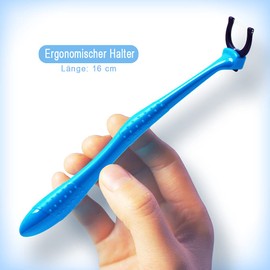 TEEsmile Evolutionary Clean Zahnseidenhalter，Aufsteckköpfe - Halter - Set (1 langer Halter, +100 gespannte Doppelseide-Aufsteckköpfe)