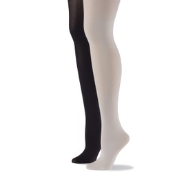 No Nonsense Women's Opaque Sheer to Waist Tight, Black/Winter White, Small