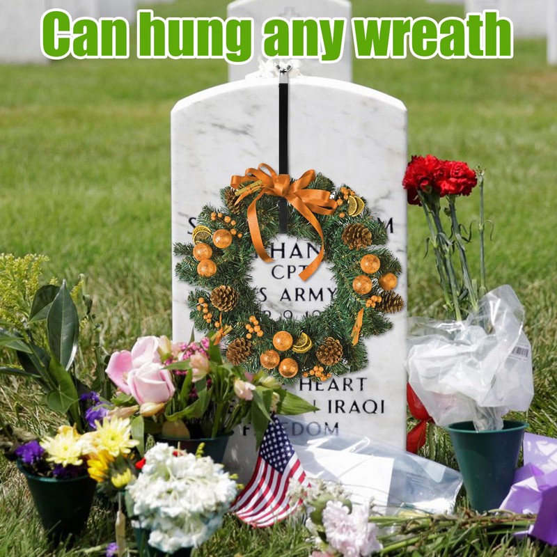 PEUTIER Headstone Wreath Hanger, Adjustable Gravestone Flower Holder Fit for