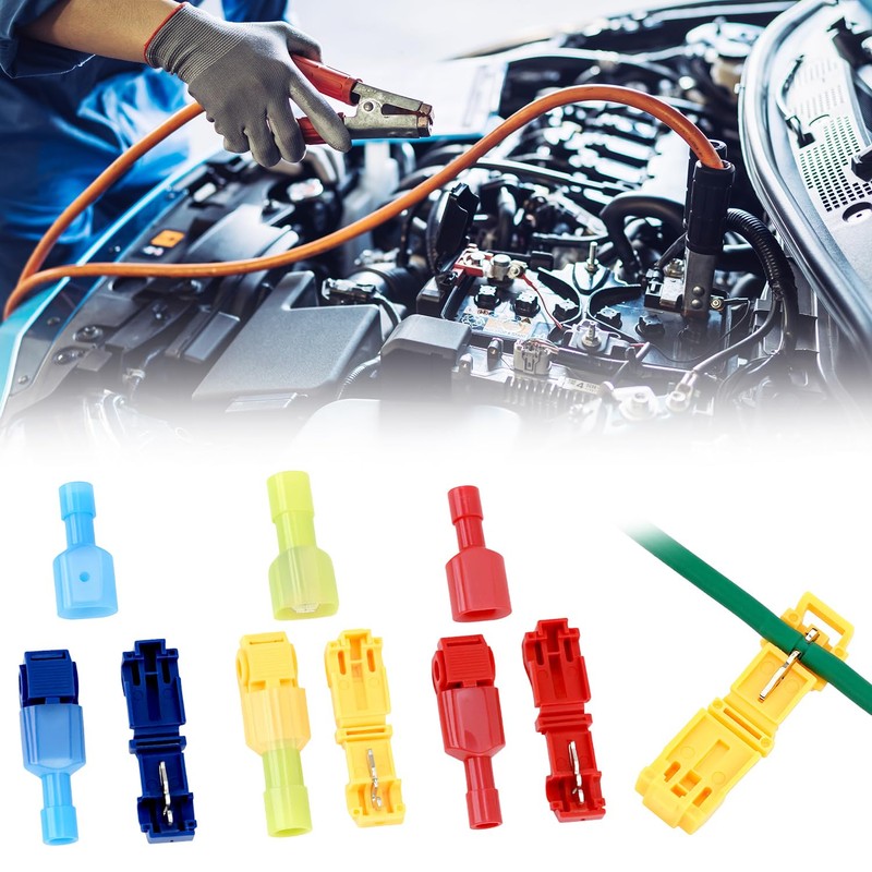 QWORK® 120pcs T-Tap Wire Terminals Kit, T-Tap Electrical Connectors, Spade