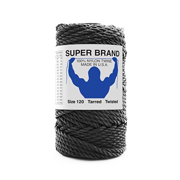Alligator Twine. Twisted, Tarred Nylon. Size 120 (1100 lb Test),