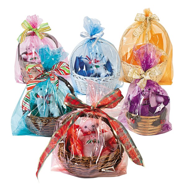 Fun Express Cellophane Easter Basket Bag Assortment (bulk set of 72) Gift Basket Party Supplies