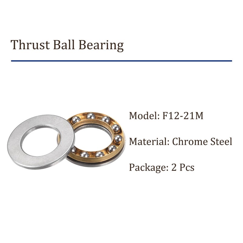 Kozelo 2pcs F12-21M Thrust Ball Bearings [12mm x 21mm x