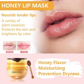 Bálsamo labial de miel, mascarilla hidratante nutritiva para labios con vitamina E que hidrata y previene los labios secos y agrietados (miel)
