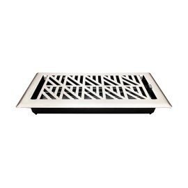 Empire Register Co, Decorative Air Vent Covers - 4x10 inch, Abstract Design, Brushed Nickel Finish, Heavy Duty Walkable Floor Register, Metal Damper Attached
