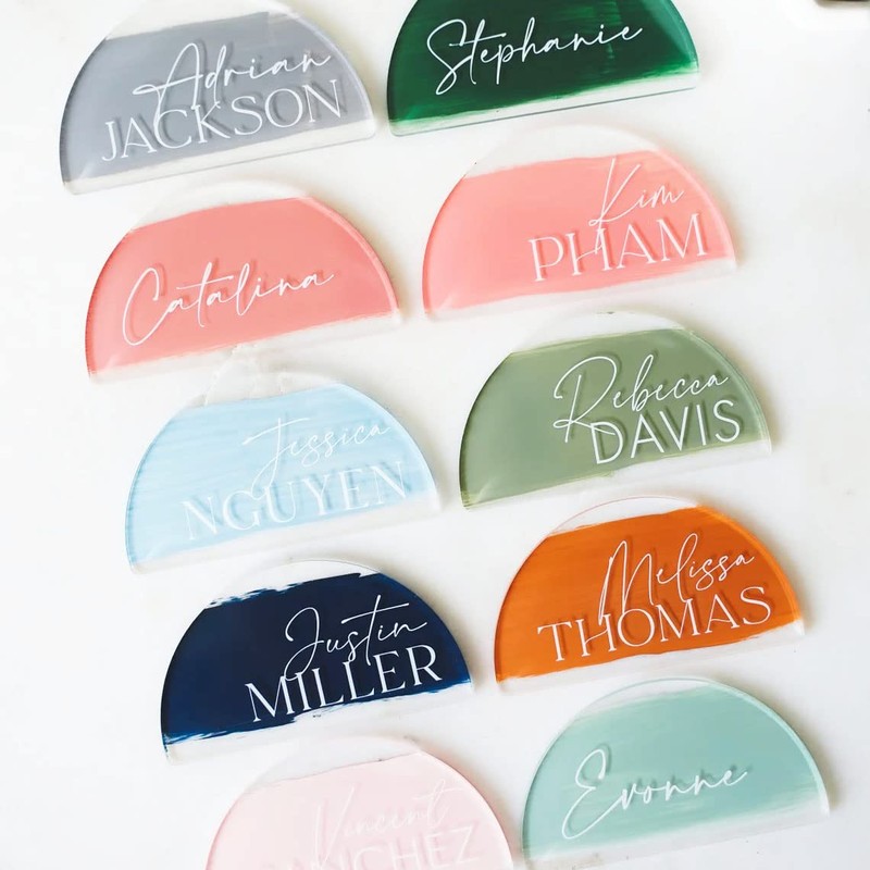 JINMURY 20 Pcs Half Circle Acrylic Place Cards for Weddings-Arch