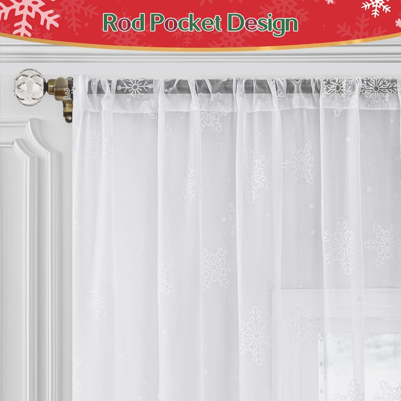 Beauoop - Juego de 2 cortinas transparentes de copo de