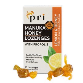 P.R.I Manuka Honey Lozenges with Propolis, Soothing Cough and Throat Drops, MGO 300+ Certified, (Lemon, 16 Count)