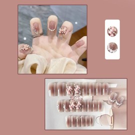 Nail Tip, 24 Pieces, Long Nail Tip, Bow Tie Nail Tip, 3D Nail Tip, Cute, Popular, Japanese Style, Dreamy, Bridal, Glossy, False Nails, Coming of Age of Entrance Ceremonies, Graduation Ceremonies,