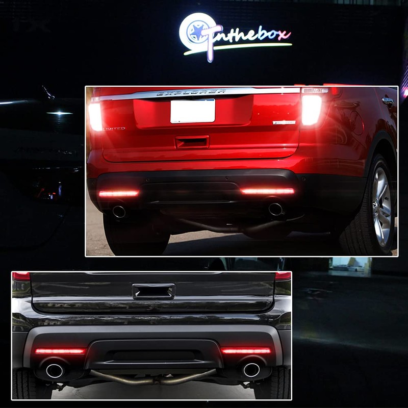 GTINTHEBOX Red Lens Full LED Bumper Reflector Lights Compatible with