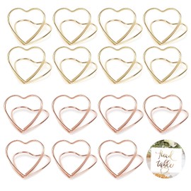 Dengujd Memo Clips, Holder, 15 Pieces, 3 Colors, Metal Triangle Clips, Photo Holder, Stylish, Cards, Business Cards, Stationery, Office, Birthday (2 Colors, Heart Shape)