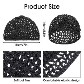 3 PCS Snoods for Women Hair Hair Wrap Net Crochet Hair Net for Sleep Black Mesh Wrapping Hairs Nets Cap Soft Rayon Knit Crochet Hairnet Hairs Cover Accessory Soft Reusable Crocheted Sleep Cap