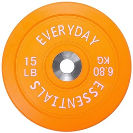 BalanceFrom Everyday Essentials Color Coded Olympic Bumper Plate Weight Plate with Steel Hub, Pair