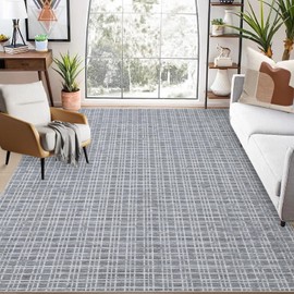 FairOnly Washable 9x12 Area Rugs Large Rug Solid Checkered Rug Machine Washable Solid Rug Farmhouse Rugs Carpet Non Slip Low Pile Area Rug for Living Room Bedroom Farmhouse 9x12