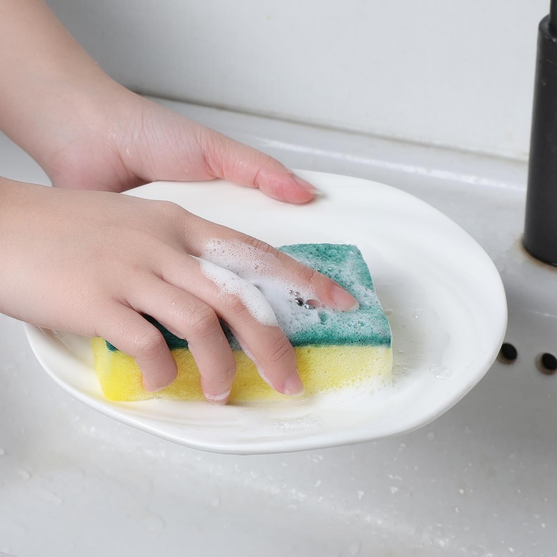 50 Pack Individually Wrapped Sponges, Kitchen Dishwashing Sponge Bulk, Non