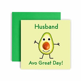 Huxters Birthday Cards for Men – Avocado Husband Birthday Card – Birthday and Father’s Day Funny Birthday Card with Recyclable Envelope Included (Husband)