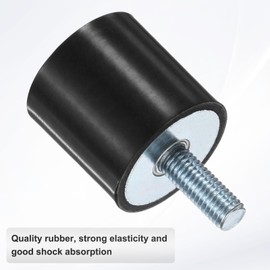 M METERXITY 4-Pack Rubber Mounts D40mmxH40mm Male Vibration Isolators Cylindrical Shock Absorber W M10 x 25mm Studs for Air Compressor/Car/Pump/Boat/Garage Motor/Bobbins Rubber Isolators