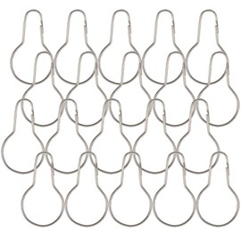 Silver Metal Shower Curtain Style Hanging Clip Chain Hooks Sorting & Organizing (20 Pieces)