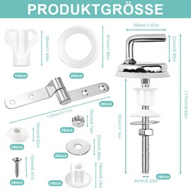 Set of 2 toilet seat attachment, universal toilet seat hinges, toilet seat replacement parts, stainless steel, toilet seat fixed screws, toilet lid holder