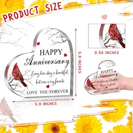 Happy Anniversary Cardinal Gift for Women Anniversary Wedding Gifts Anniversary Acrylic Valentines Day Gifts for Her Him Couple Wife Husband Girlfriend Boyfriend