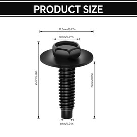 【Upgraded】 50 Pcs M6-1.0×25mm Hex Head SEMS Body Bolts w/Dog Point for GM Ford Chrysler – Black M6x1.0 Body Bolts for Car Dealers, Car Fastener Kit for Bumpers,Fenders, Splash Shield