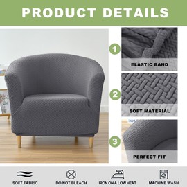 HAOYONG Club Chair Slipcover Jacquard Barrel Chair Covers Stretch Tub Chair Slipcovers Soft Armchair Sofa Covers Removable Couch Cover Protector for Living Room Hotel Restaurant - Grey,Set of 1