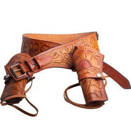 Hulara Genuine Leather Western Gun Belt Concealed Carry Gun Holster Belt for Men Women Cowboy Costume Revolver Holster Pistol Tactical Hoslter