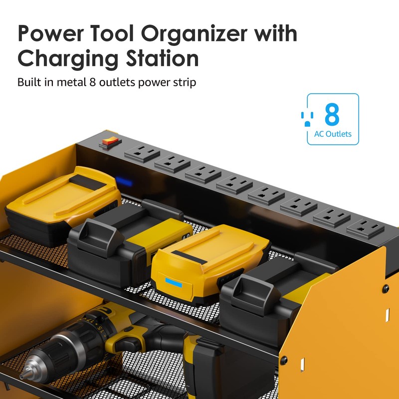 CCCEI Wall Mount Modular Tool Charging Organizer, Yellow, 1 Pack,