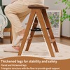 JIKUGO Foldable Step Stool Bamboo,3 Step Ladder with Wide Anti-Slip