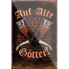 schilderkreis24 Funny Saying "Auf alte Götter" Viking Decorative Fridge Magnet Humour Gift Idea Birthday Christmas 9 x 6 cm