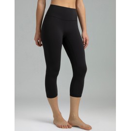 Colorfulkoala Dreamlux No Front Seam Leggings for Women High Waisted Capris 21" Inseam Yoga Pants (Black, S)