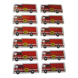 Novel Merk Fire Truck Fire-Fighter Call 911 Small Refrigerator Magnets Set for Teacher Decorations Party Favors & Carnival Prizes Miniature Design (12 Pieces)
