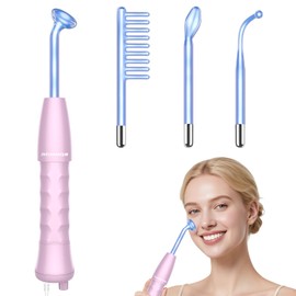 High Frequency Stick Face, ROMMQB Argon and Neon Skin Therapy Device with 4 Blue Light Tubes, Professional High Frequency Device for Hair Growth, Acne Removal, Home High Frequency Device