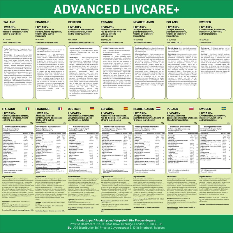 Advanced Livcare+ 60 Vegan Capsules | Added with Choline, Artichoke,