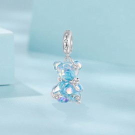 luvhaha Colourful Bear Charm Pendant 925 Sterling Silver Dangle Bead Fits Bracelet Necklace, Sterling Silver