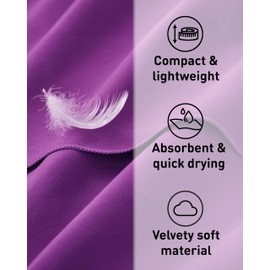 Fit-Flip Swimming towel – quick dry microfibre beach towel - ultra absorbent thin microfiber towels for travel, beach & gym - lightweight swim essentials (120x60cm, Ultra Violet)