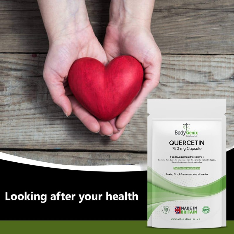 Bodygenix Quercetin 750mg Capsules - Immune System Brain Cardiovascular Health
