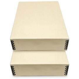 Golden State Art, Archival Storage Box, Acid-Free Drop Front Museum Box with Metal Edge for Storing Artwork Photos Documents Prints Arts and Crafts (Tan-8x10x3 Inches) Pack of 2