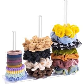Soporte de soporte de scrunchie acrílico de 3 niveles, almacenamiento transparente de la corbata de cabello para mujeres adolescentes que no son deslizantes organizador de accesorios para el cabello