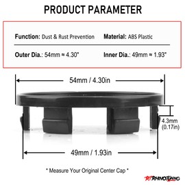 RhinoTuning Set of 4 Wheel Hub Caps for Nissan Infiniti Hub Caps OD 54 mm ID 49.5 mm, Black Wheel Hub Cover Suitable for 350Z Rogue Altima Leaf Maxima Murano M56 Prius Wheel, 40342-AU511